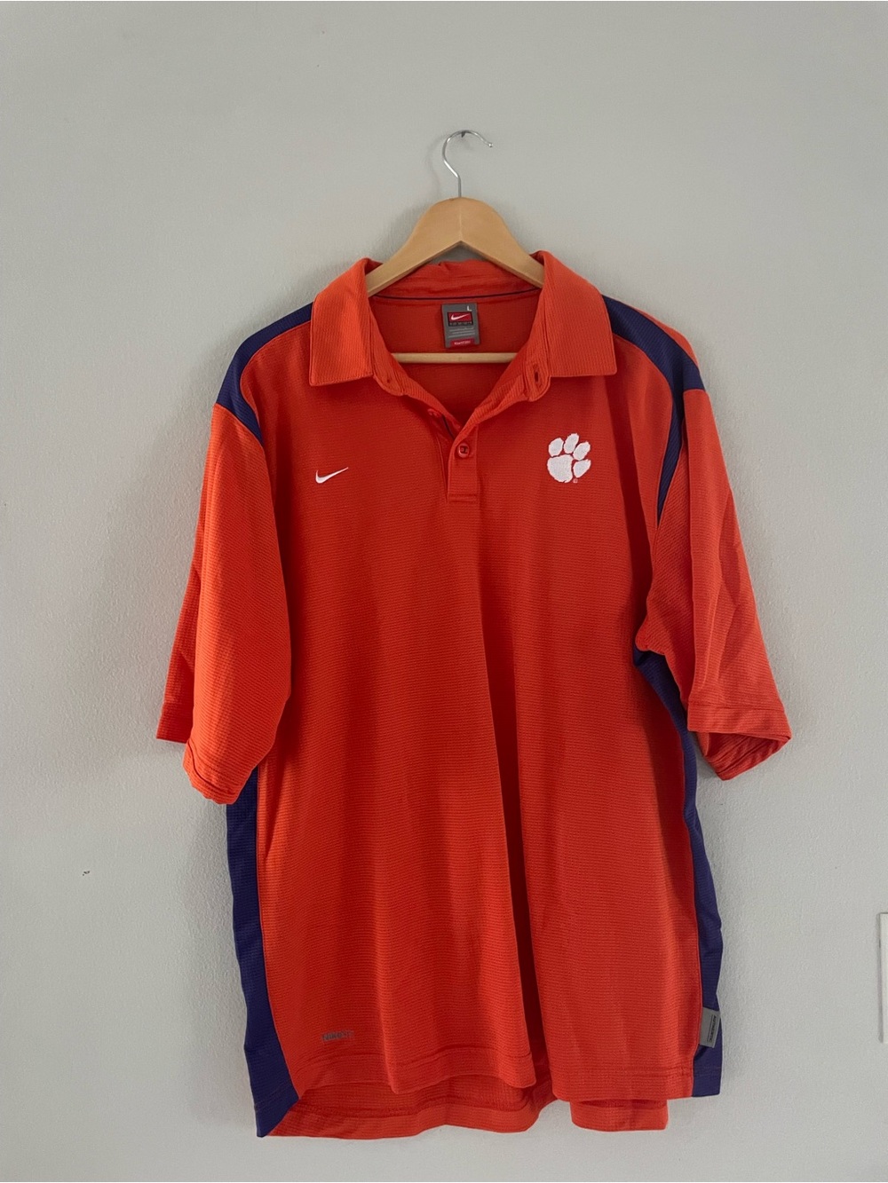 Mens Nike Clemson Orange Polo Shirt with Logo